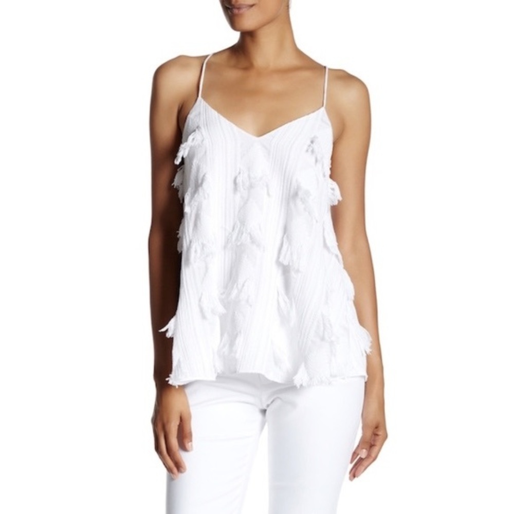 derek lam 10 crosby white frayed fringe cami